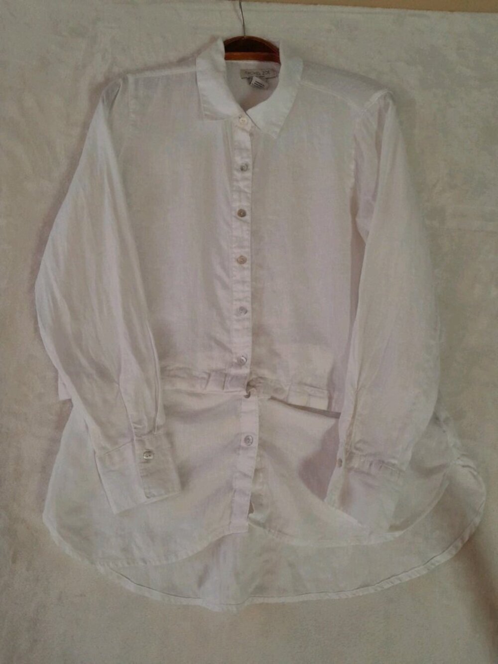 Rachel Zoe Womens Linen Long Sleeve Shirt Vacation Coastal Casual White Size S